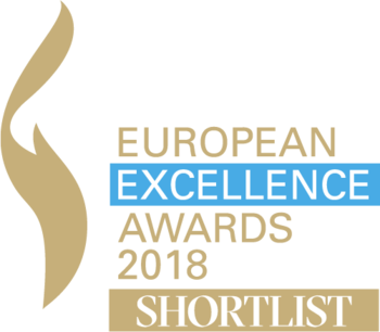Das Logo des Awards mit dem Schriftzug 'Euorpean Excellence Awards 2018 Shortlist'.